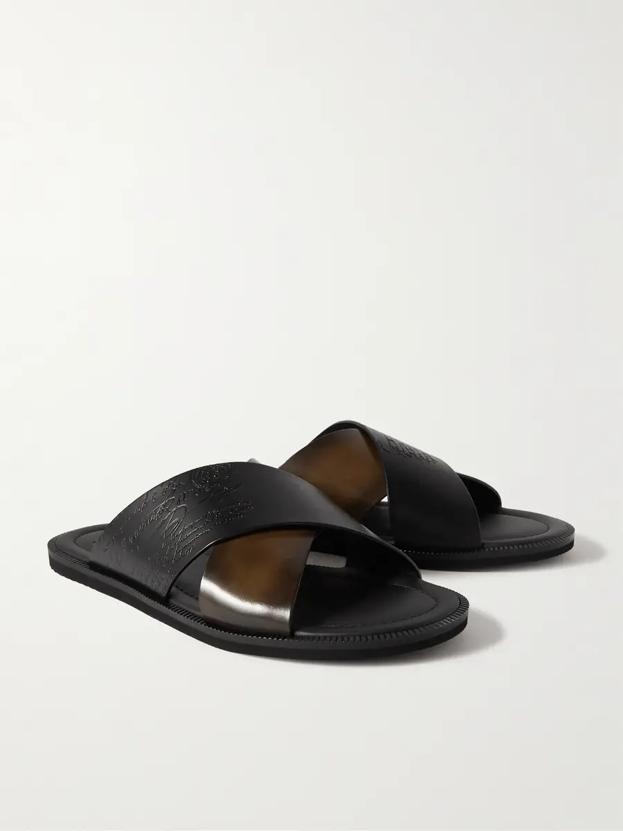 Berluti Sifnos Scritto Venezia Leather Sandals - Men | Thumbnail 4 Berluti Sifnos Scritto Venezia Leather Sandals - Men | Thumbnail 4