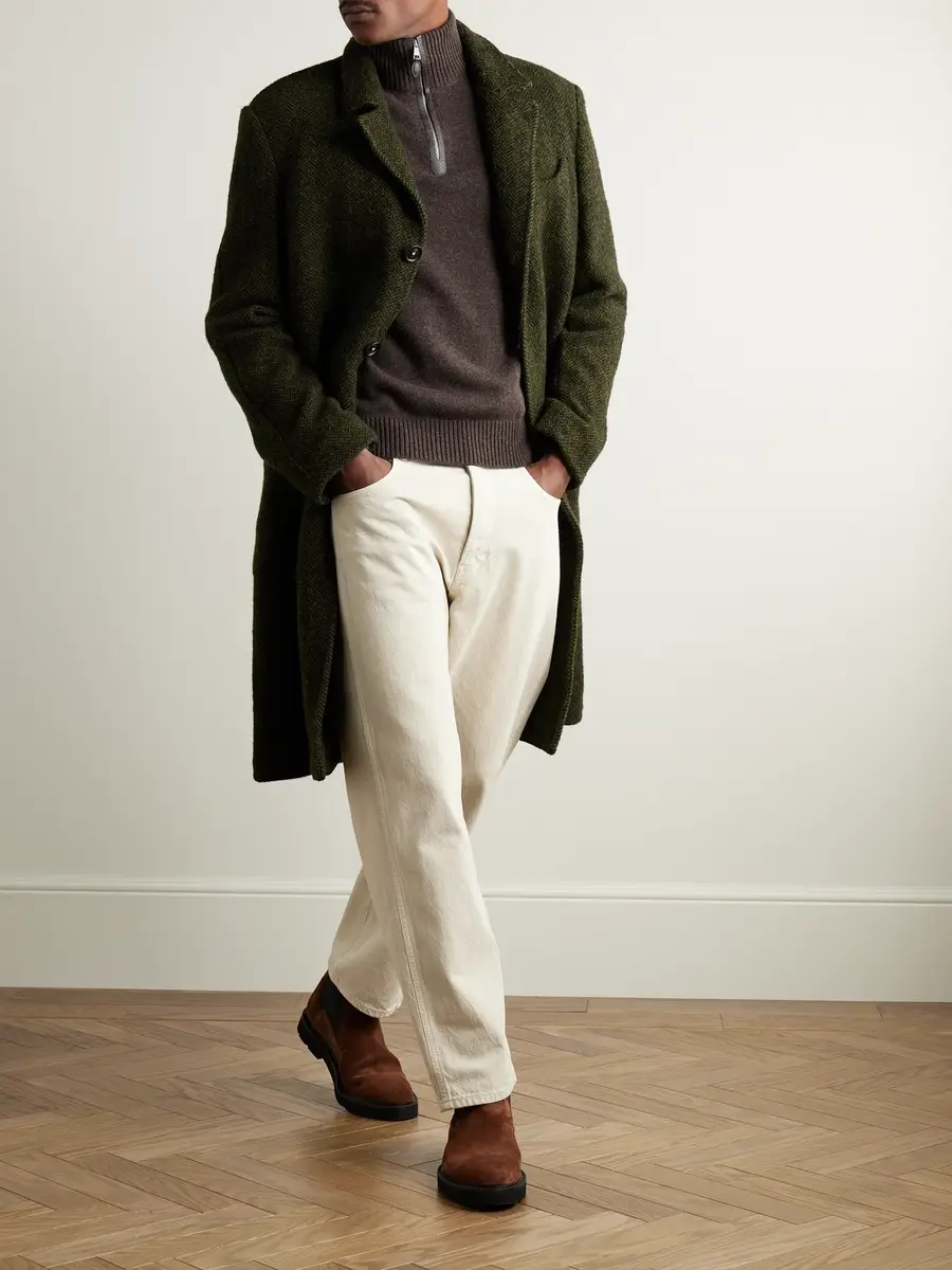 Purdey Leather-Trimmed Cashmere Half-Zip Sweater - Men | Thumbnail 2