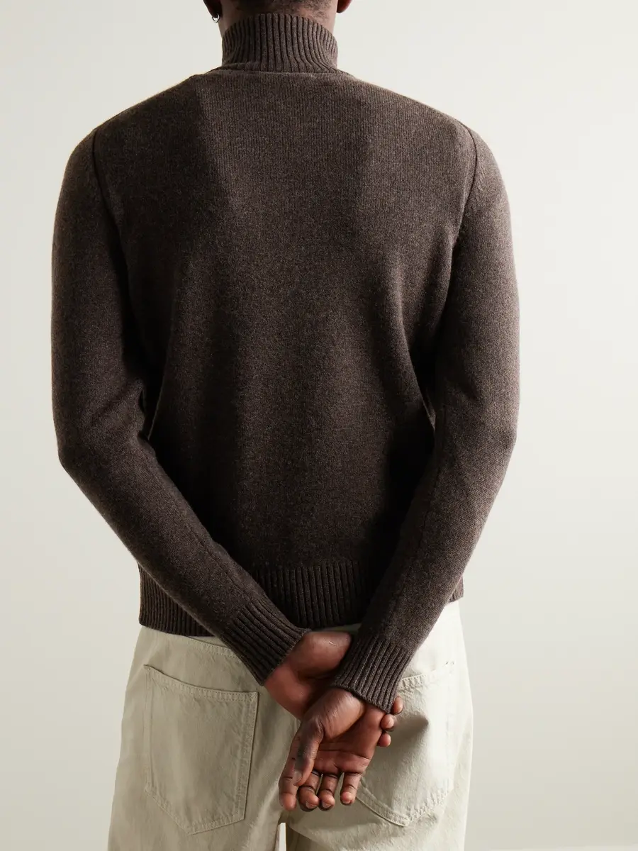 Purdey Leather-Trimmed Cashmere Half-Zip Sweater - Men | Thumbnail 4