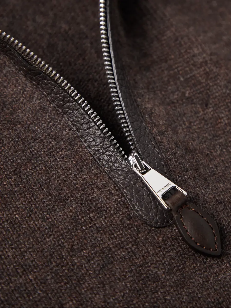 Purdey Leather-Trimmed Cashmere Half-Zip Sweater - Men | Thumbnail 5