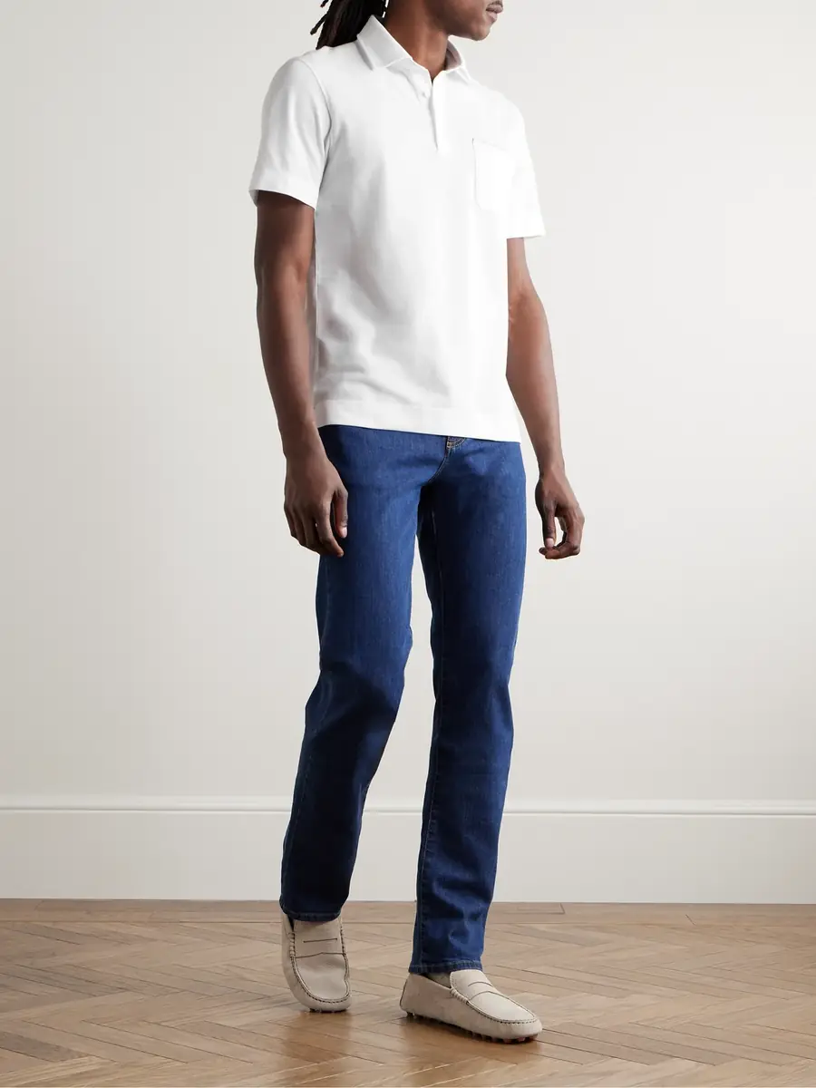 Zegna Slim-Fit Nubuck-Trimmed Cotton-Piqué Polo Shirt - Men | Thumbnail 2 Zegna Slim-Fit Nubuck-Trimmed Cotton-Piqué Polo Shirt - Men | Thumbnail 2