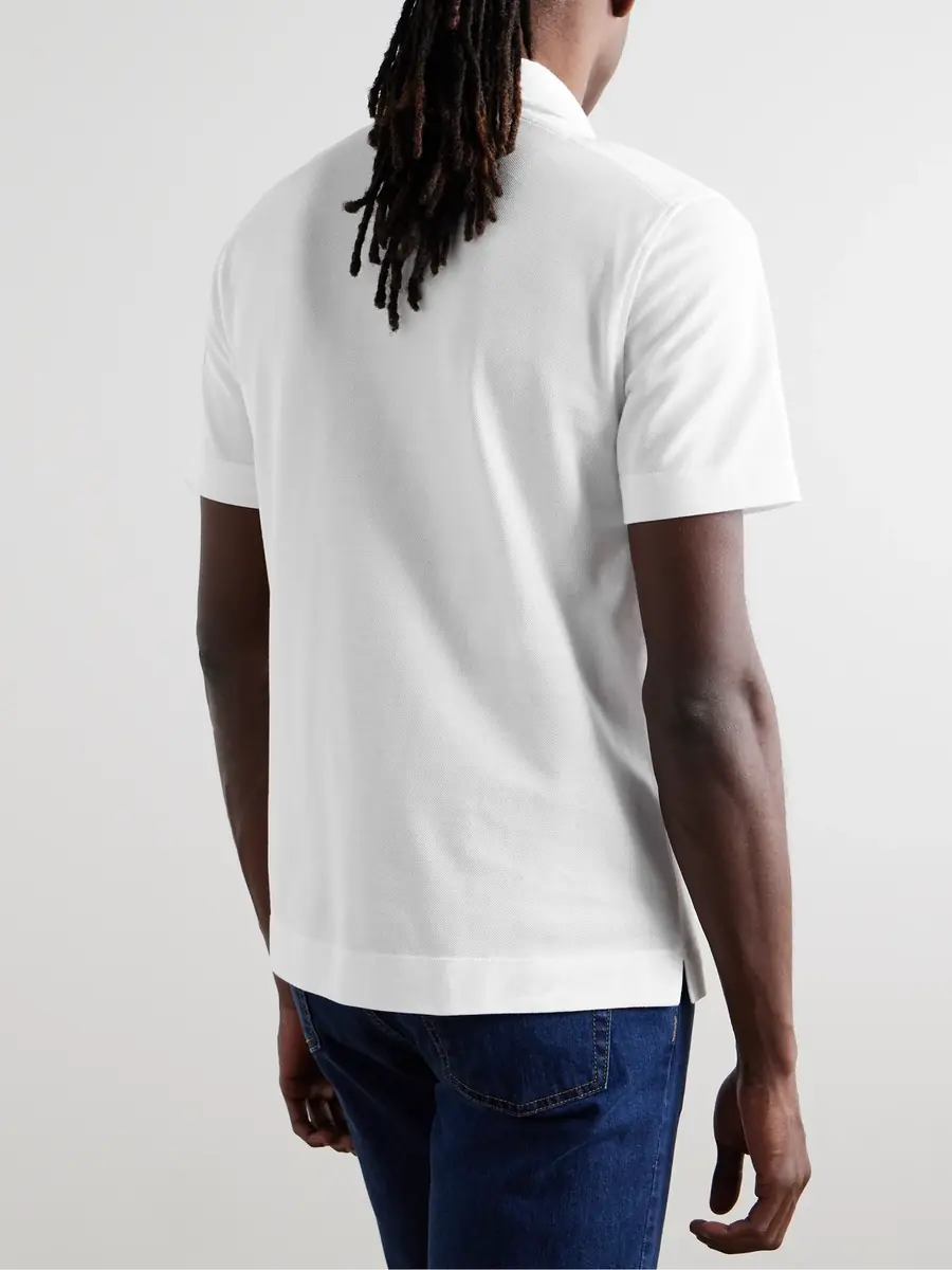 Zegna Slim-Fit Nubuck-Trimmed Cotton-Piqué Polo Shirt - Men | Thumbnail 3 Zegna Slim-Fit Nubuck-Trimmed Cotton-Piqué Polo Shirt - Men | Thumbnail 3