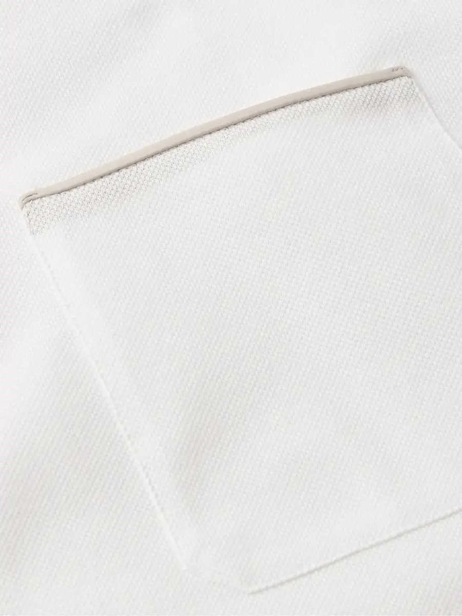 Zegna Slim-Fit Nubuck-Trimmed Cotton-Piqué Polo Shirt - Men | Thumbnail 4 Zegna Slim-Fit Nubuck-Trimmed Cotton-Piqué Polo Shirt - Men | Thumbnail 4
