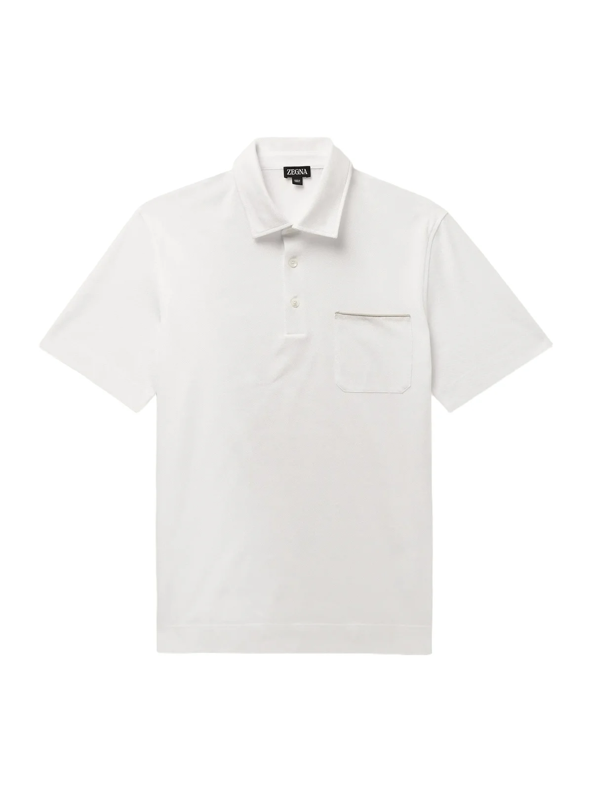 Zegna Slim-Fit Nubuck-Trimmed Cotton-Piqué Polo Shirt - Men
