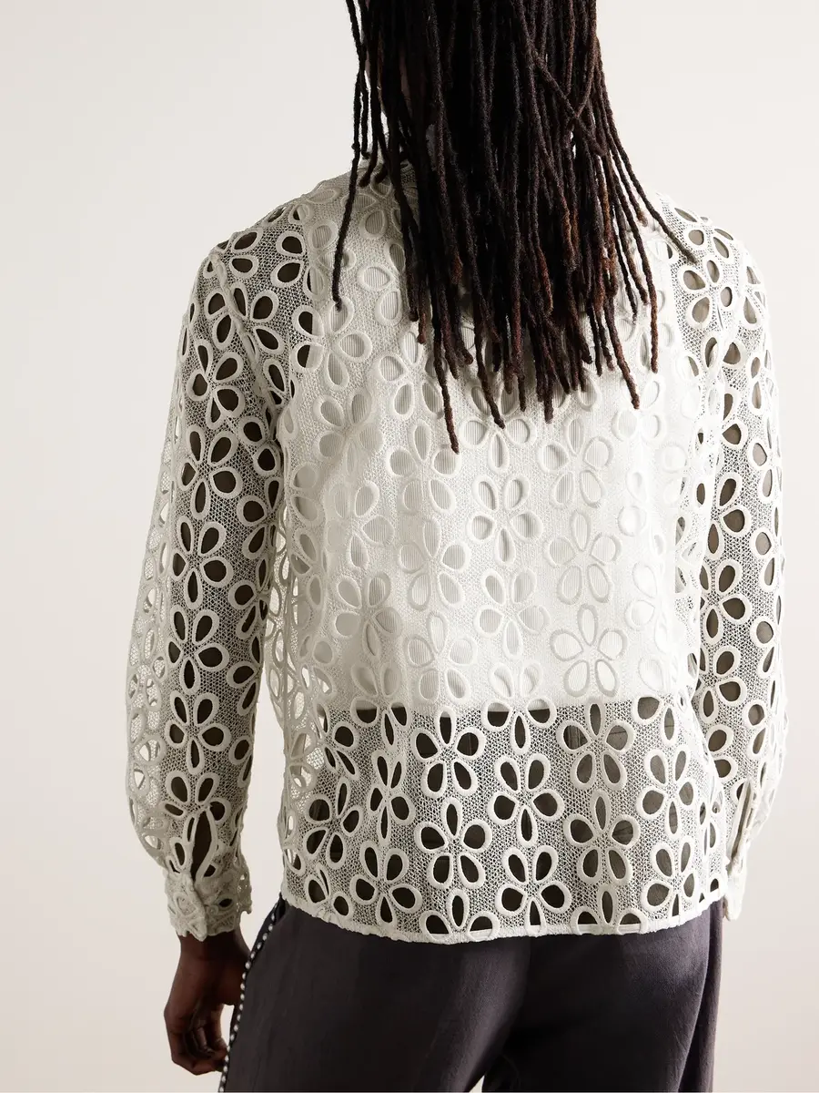 BODE Primrose Broderie Anglaise Cotton-Lace Shirt - Men | Thumbnail 3