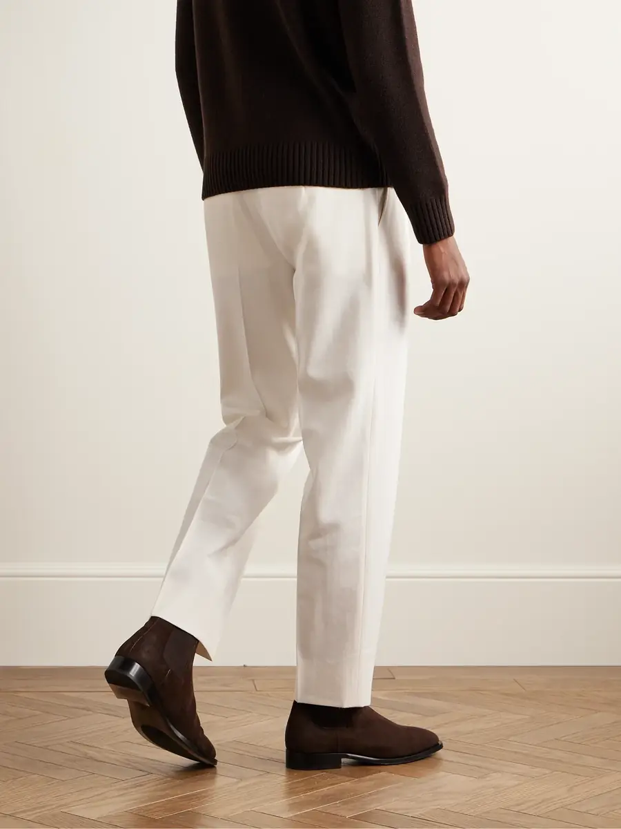 Zegna Slim-Fit Pleated Cotton and Wool-Blend Twill Trousers - Men | Thumbnail 3 Zegna Slim-Fit Pleated Cotton and Wool-Blend Twill Trousers - Men | Thumbnail 3