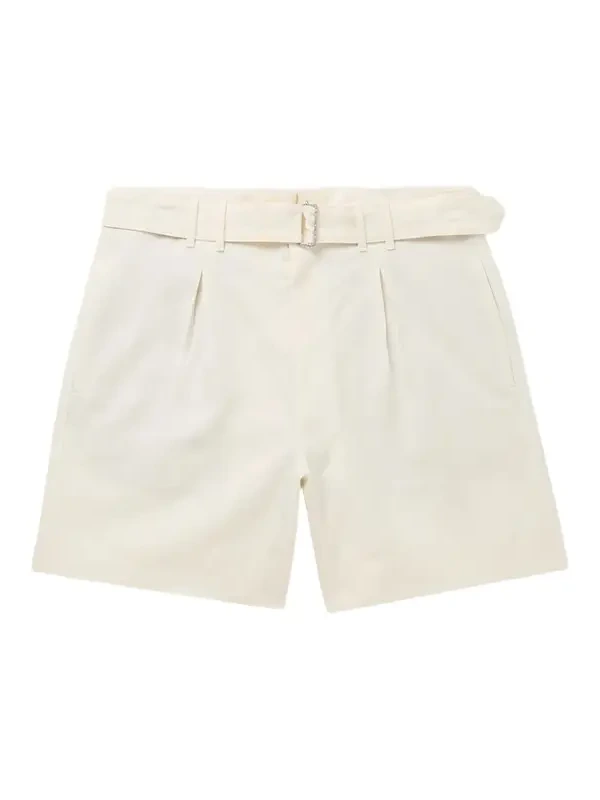 Stòffa Wide-Leg Belted Pleated Linen Shorts - Men