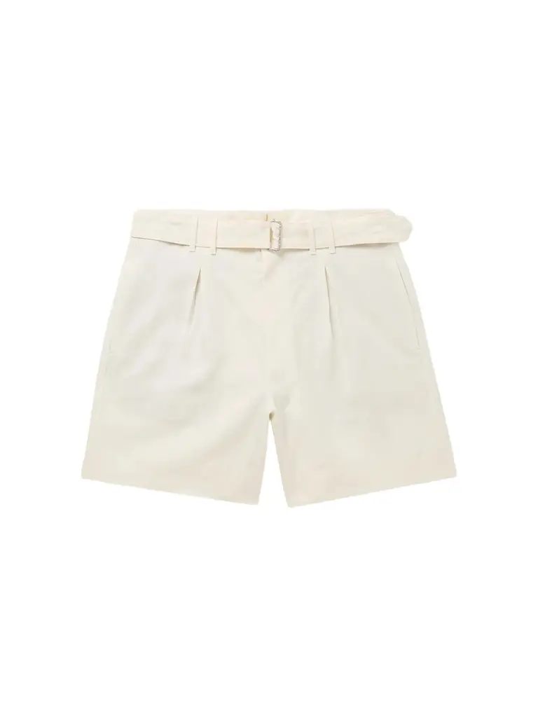 Stòffa Wide-Leg Belted Pleated Linen Shorts - Men