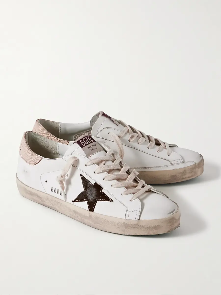 Golden Goose Super-Star Distressed Suede-Trimmed Leather Sneakers - Men | Thumbnail 4