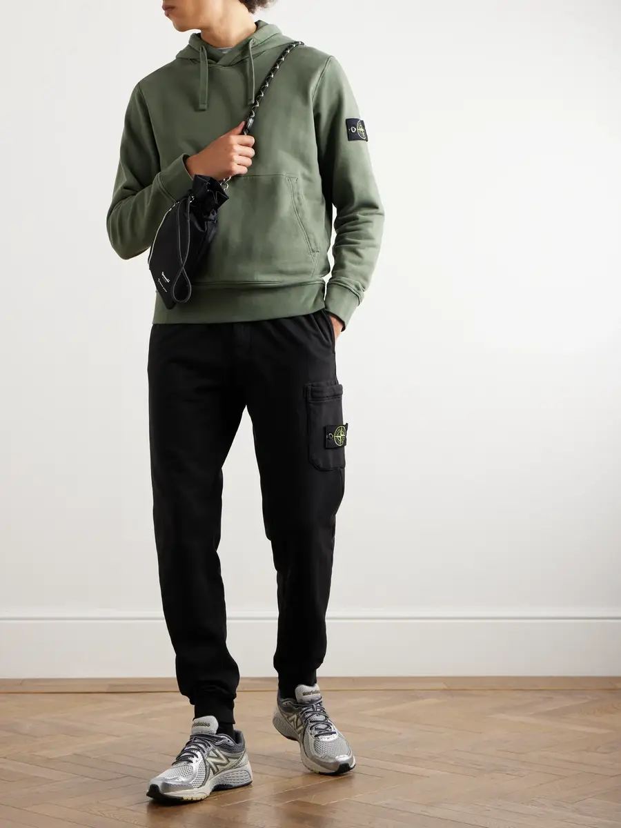 Stone Island Tapered Garment-Dyed Cotton-Fleece Sweatpants - Men | Thumbnail 2
