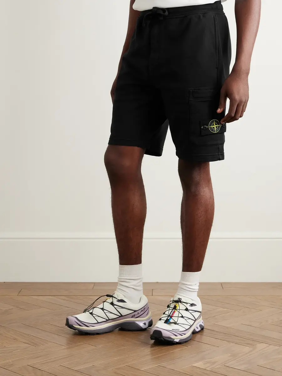 Stone Island Straight-Leg Garment-Dyed Cotton-Jersey Drawstring Shorts - Men | Thumbnail 3