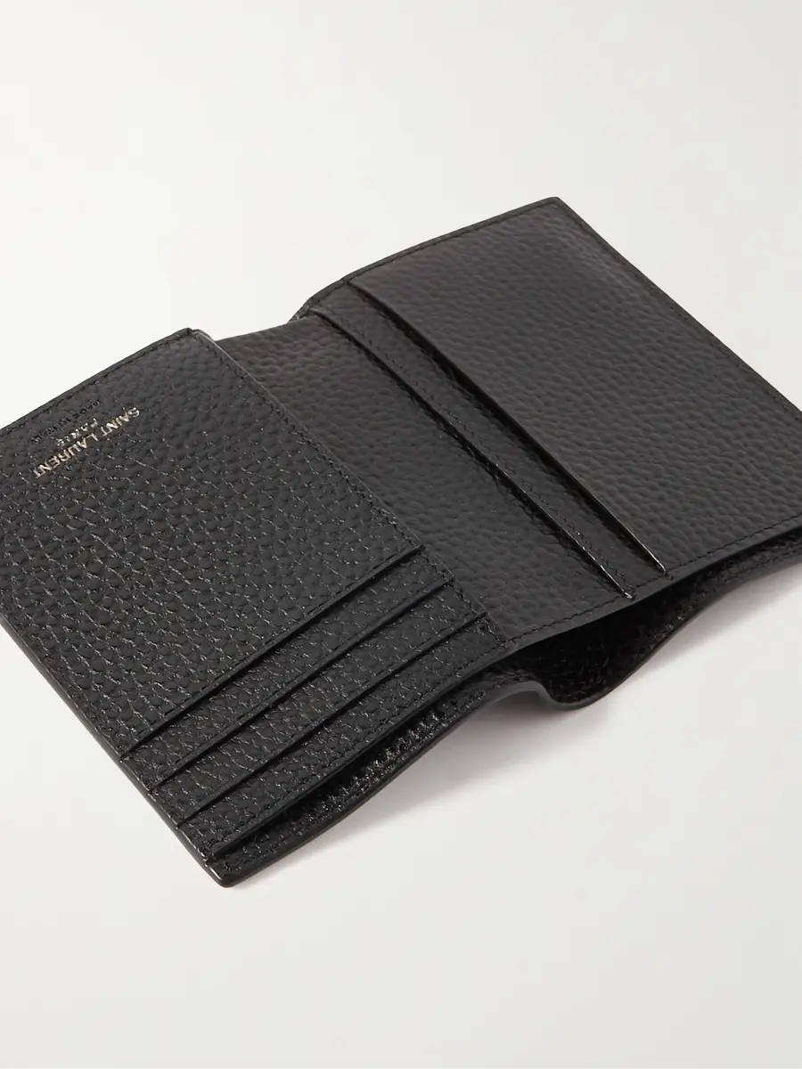 Saint Laurent Tiny Cassandre Logo-Appliquéd Full-Grain Leather Bifold Wallet - Men | Thumbnail 4