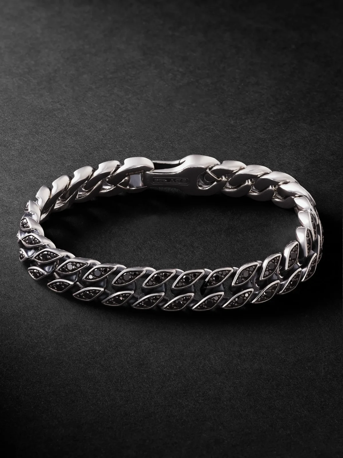 Sterling Silver Diamond Chain Bracelet - Men Sterling Silver Diamond Chain Bracelet - Men