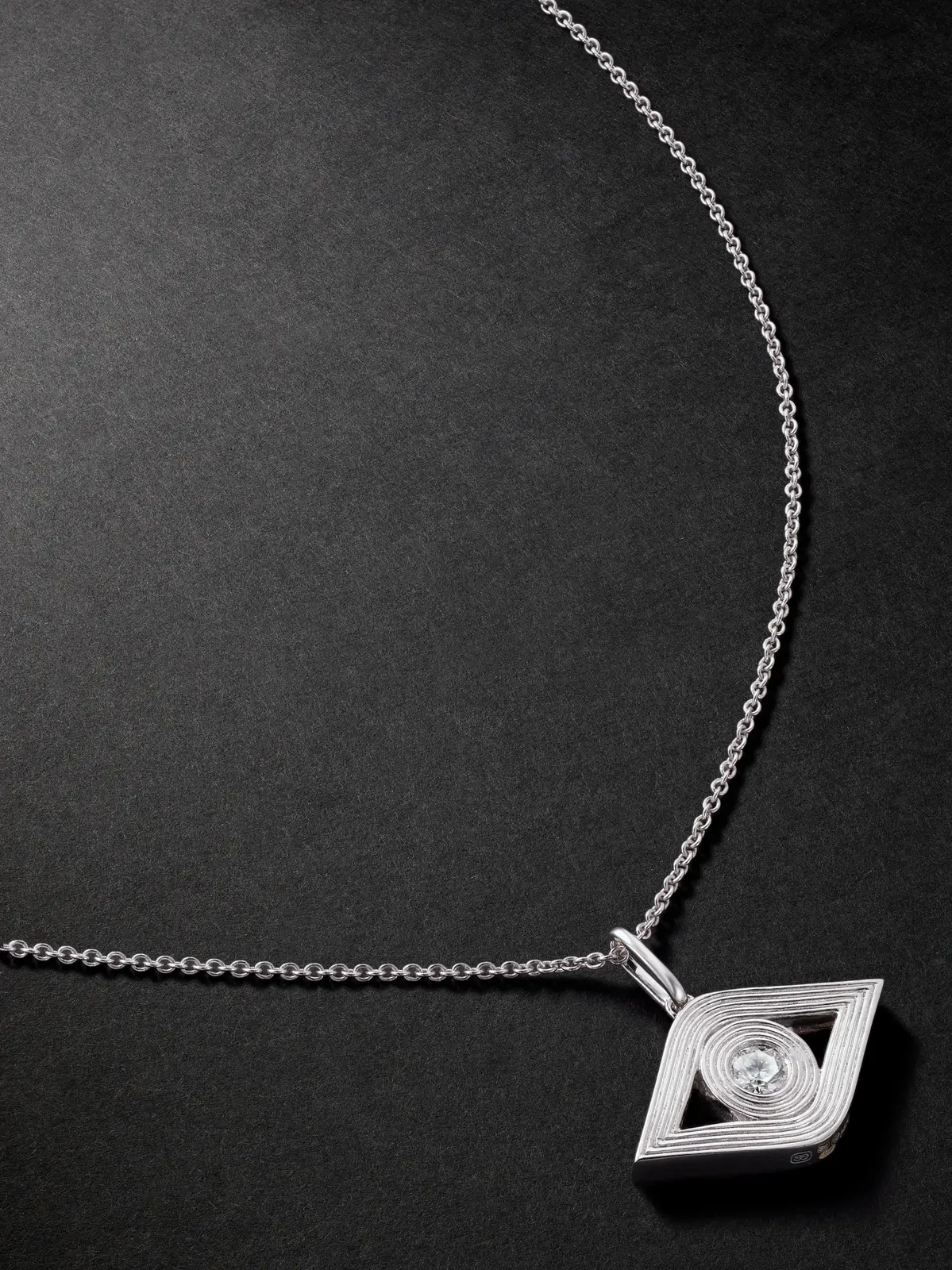 Evil Eye White Gold Diamond Necklace - Men Evil Eye White Gold Diamond Necklace - Men