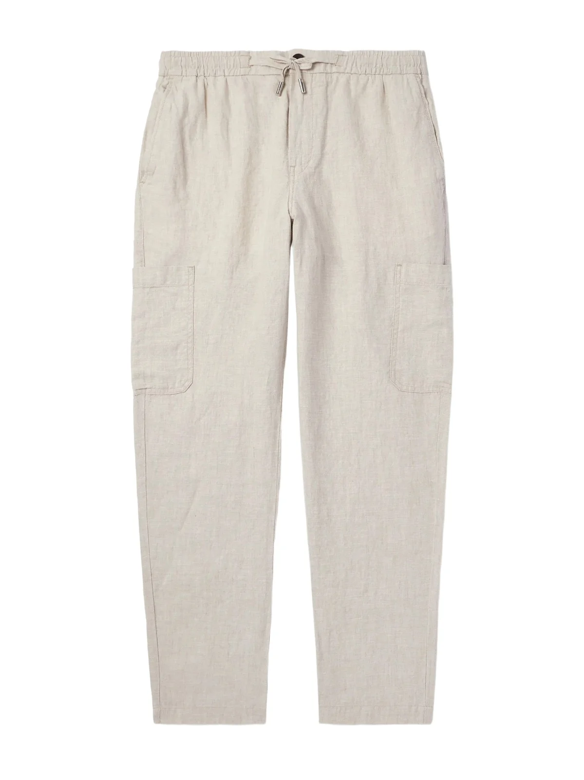 Tapered Linen Drawstring Cargo Trousers - Men
