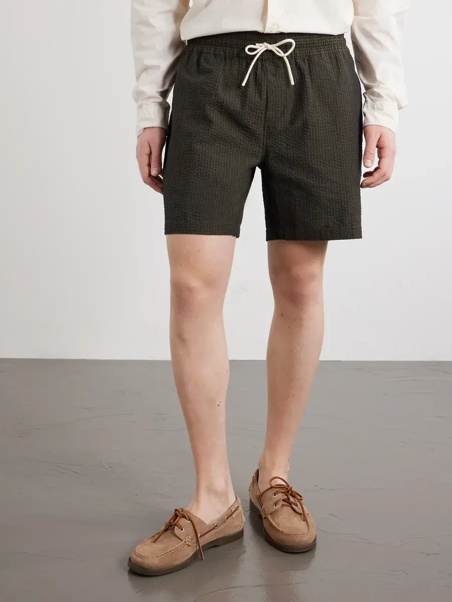 Portuguese Flannel Atlantico Straight-Leg Cotton-Seersucker Drawstring Shorts - Men | Thumbnail 3