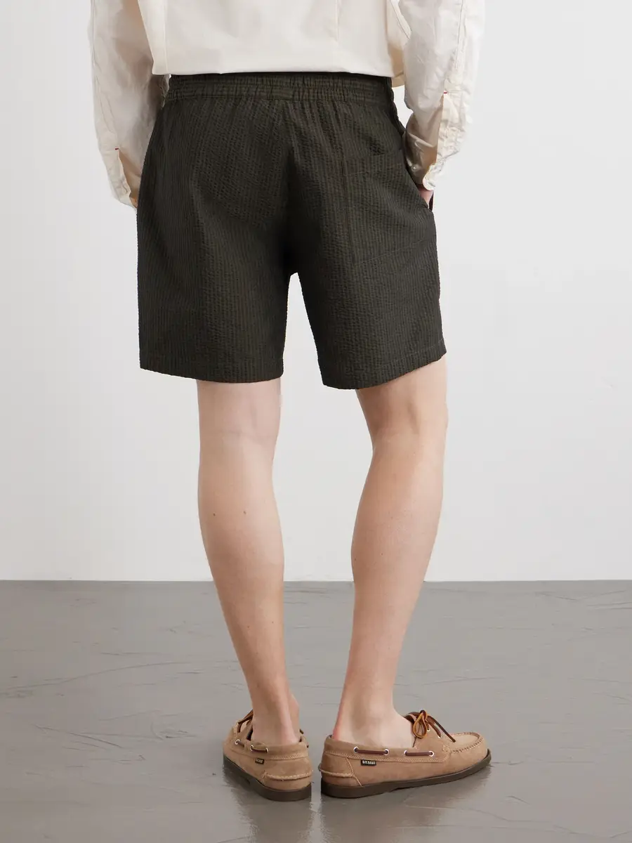 Portuguese Flannel Atlantico Straight-Leg Cotton-Seersucker Drawstring Shorts - Men | Thumbnail 4