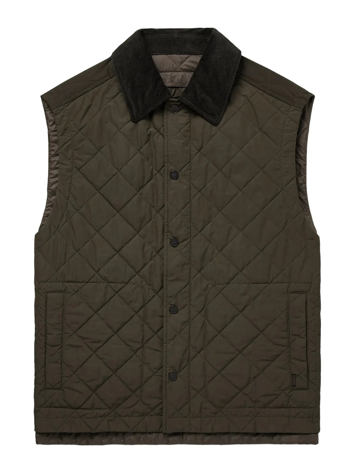 Cotton Corduroy-Trimmed Padded Quilted Shell Gilet - Men Cotton Corduroy-Trimmed Padded Quilted Shell Gilet - Men
