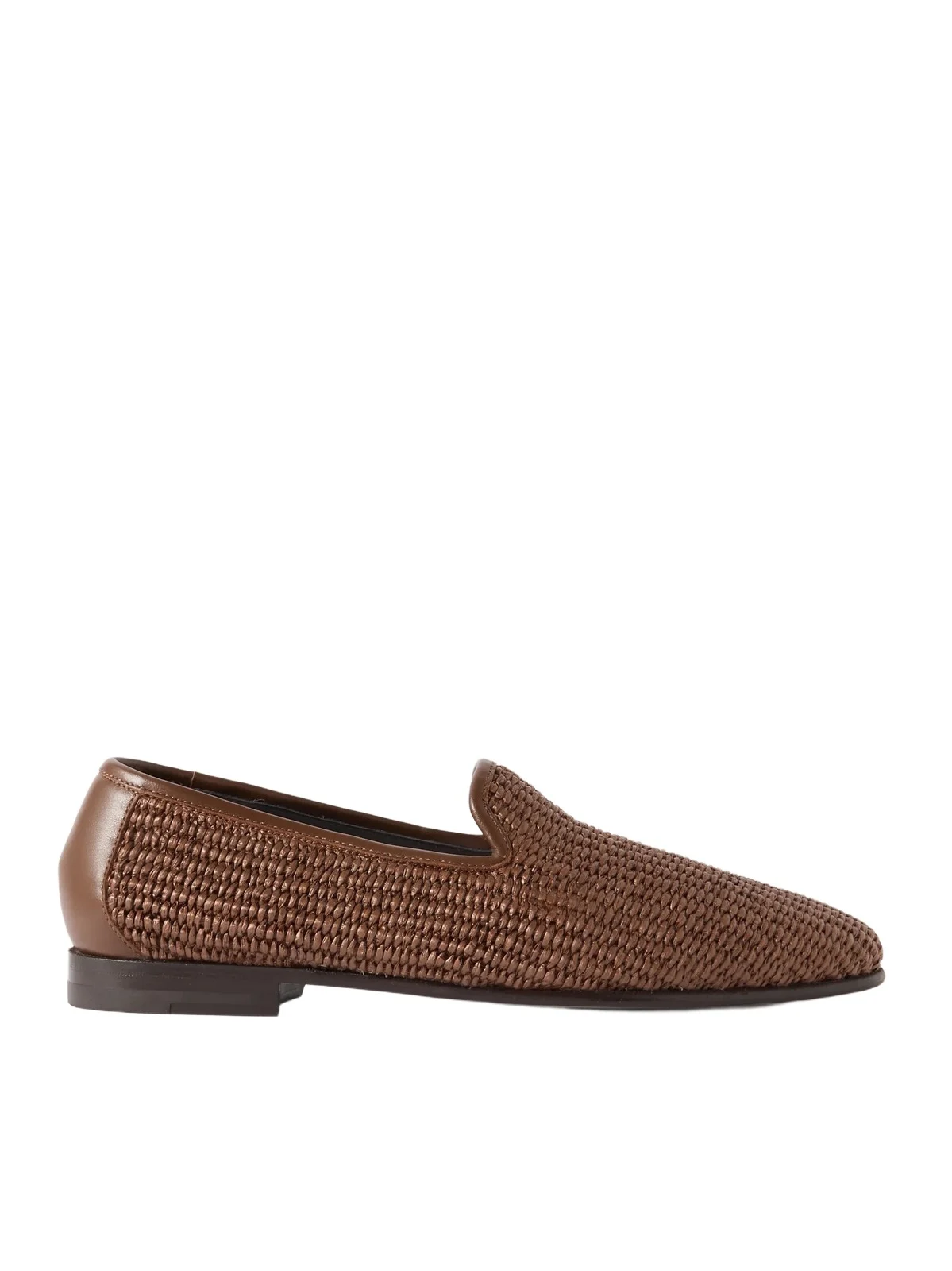 Manolo Blahnik Mario Leather-Trimmed Raffia Loafers - Men