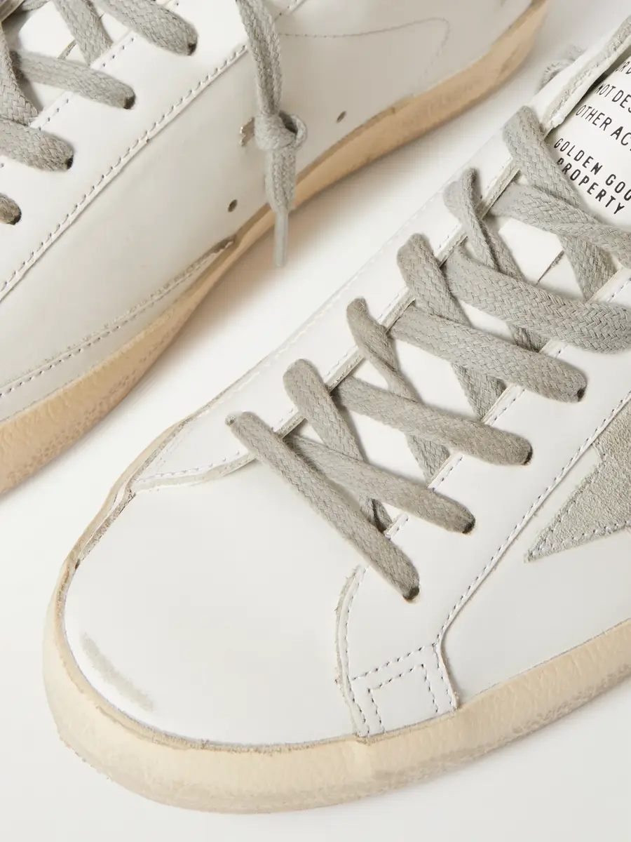 Golden Goose Super-Star Distressed Suede-Trimmed Leather Sneakers - Men | Thumbnail 6