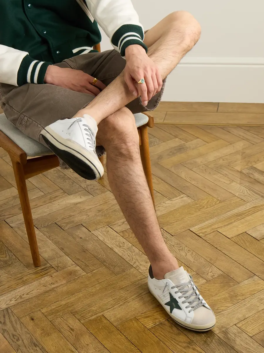 Golden Goose Super-Star Distressed Leather and Suede Sneakers - Men | Thumbnail 2