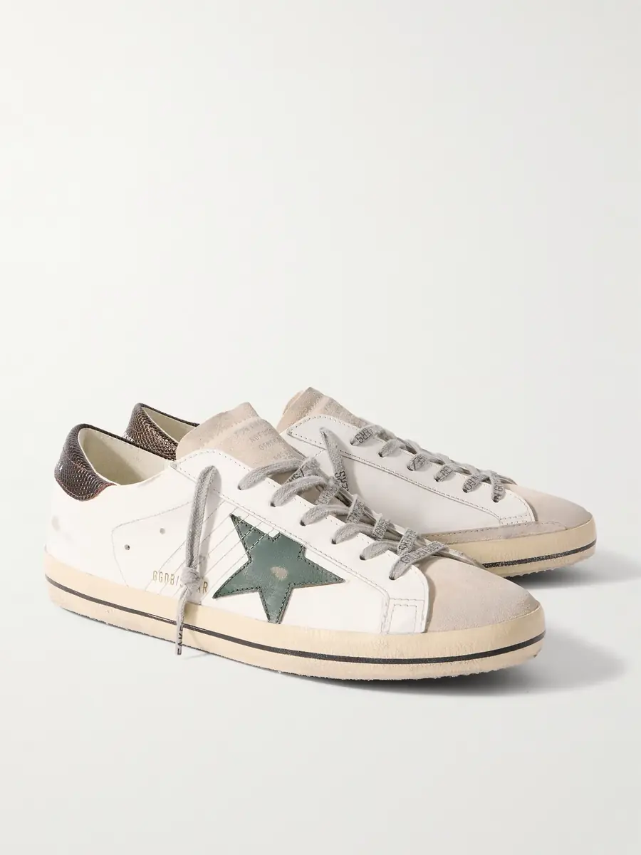Golden Goose Super-Star Distressed Leather and Suede Sneakers - Men | Thumbnail 4