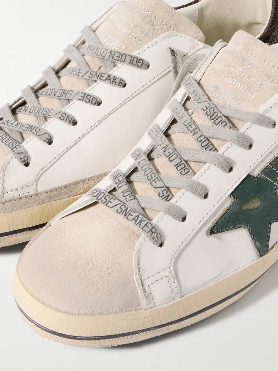 Golden Goose Super-Star Distressed Leather and Suede Sneakers - Men | Thumbnail 6