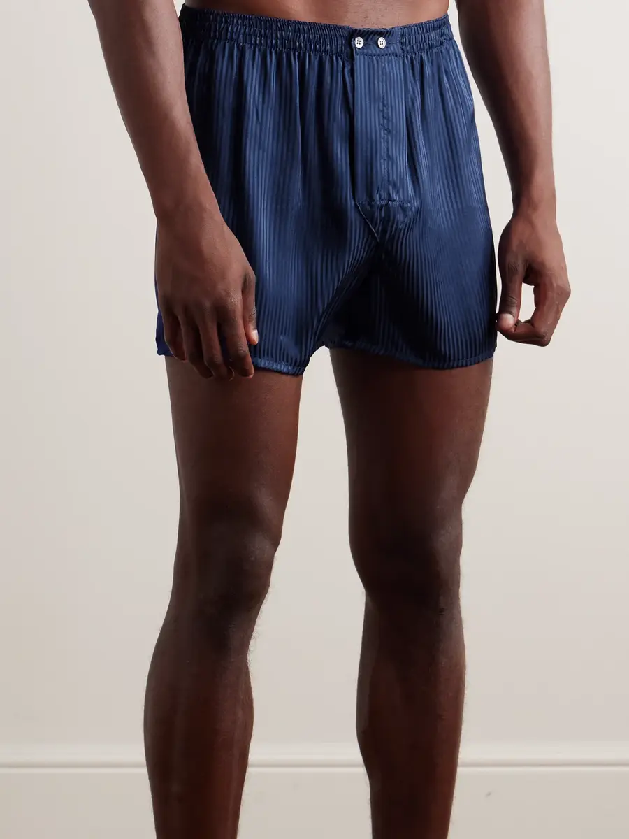Derek Rose Woburn 8 Striped Silk-Satin Boxer Shorts - Men | Thumbnail 2 Derek Rose Woburn 8 Striped Silk-Satin Boxer Shorts - Men | Thumbnail 2
