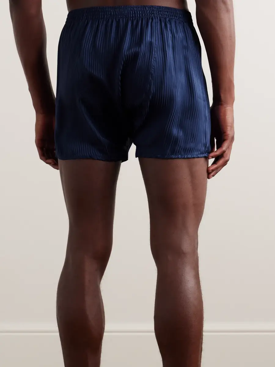 Derek Rose Woburn 8 Striped Silk-Satin Boxer Shorts - Men | Thumbnail 3 Derek Rose Woburn 8 Striped Silk-Satin Boxer Shorts - Men | Thumbnail 3