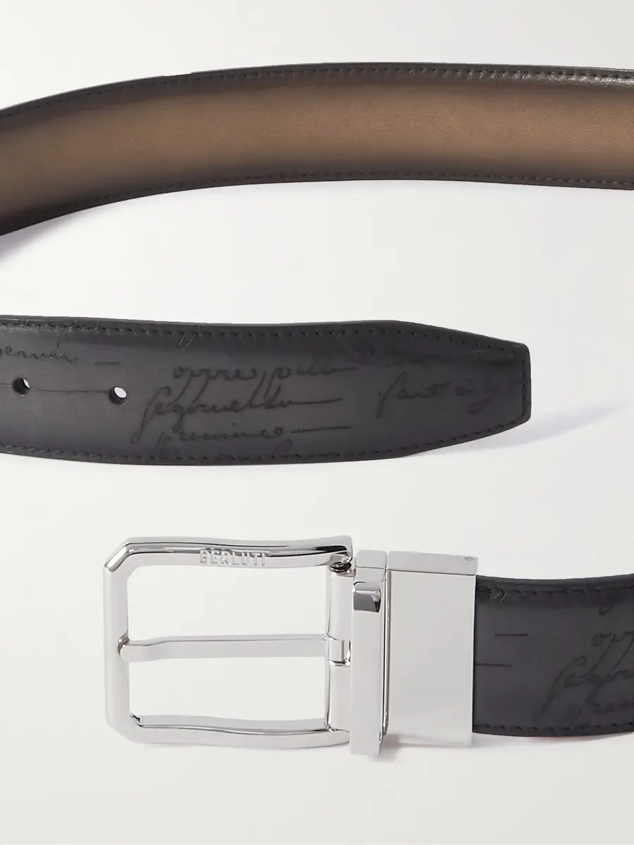 Berluti Versatile 3.5cm Reversible Scritto Venezia Leather Belt - Men | Thumbnail 2 Berluti Versatile 3.5cm Reversible Scritto Venezia Leather Belt - Men | Thumbnail 2