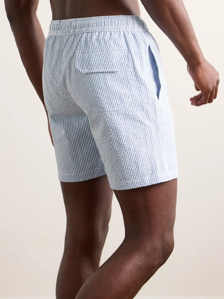 Anderson & Sheppard Straight-Leg Striped Seersucker Swim Shorts - Men | Thumbnail 3 Anderson & Sheppard Straight-Leg Striped Seersucker Swim Shorts - Men | Thumbnail 3
