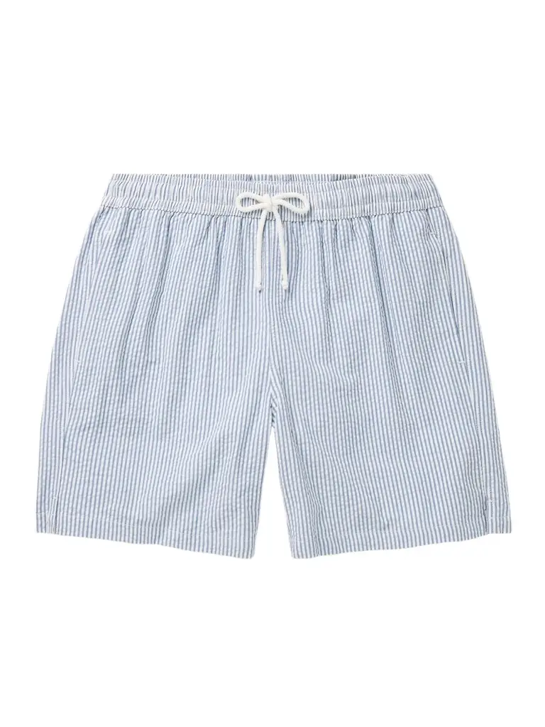 Anderson & Sheppard Straight-Leg Striped Seersucker Swim Shorts - Men