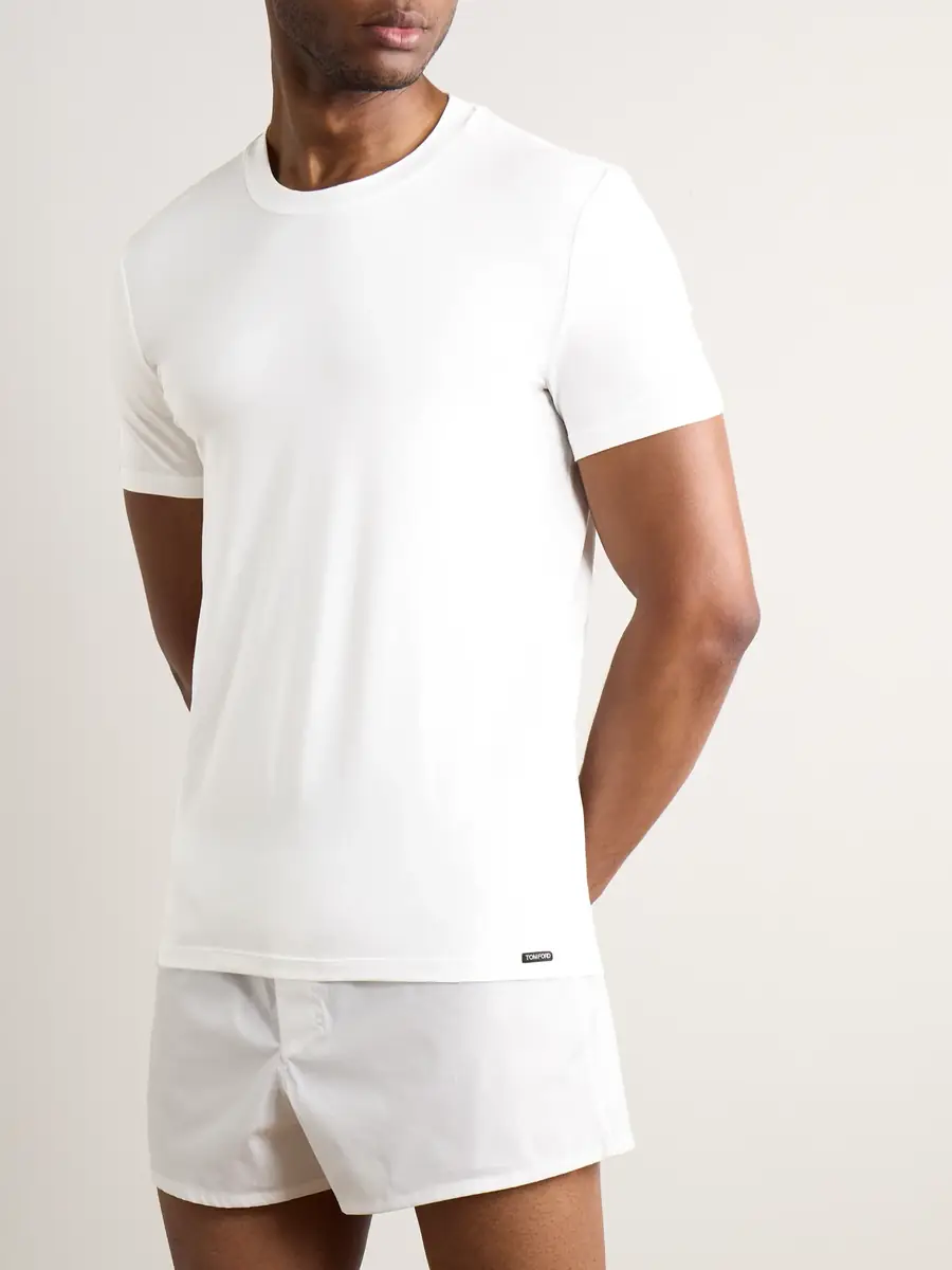Tom Ford Slim-Fit Stretch Cotton and Modal-Blend T-Shirt - Men | Thumbnail 2 Tom Ford Slim-Fit Stretch Cotton and Modal-Blend T-Shirt - Men | Thumbnail 2