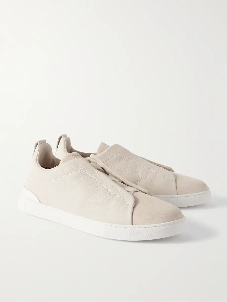 Zegna Triple Stitch Full-Grain Leather and Suede Sneakers - Men | Thumbnail 4 Zegna Triple Stitch Full-Grain Leather and Suede Sneakers - Men | Thumbnail 4