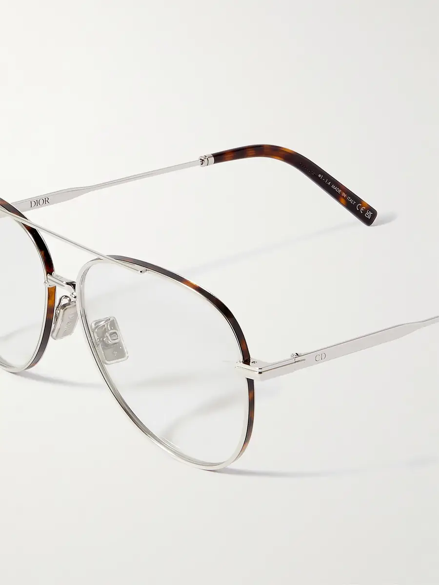 DIOR Eyewear DiorBlackSuitO A2U Aviator-Style Tortoiseshell Acetate-Trimmed Silver-Tone Optical Glasses - Men | Thumbnail 4