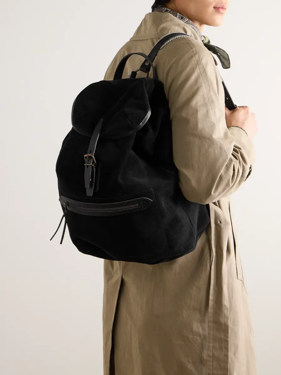 Bleu de Chauffe Camp Leather-Trimmed Suede Backpack - Men | Thumbnail 2