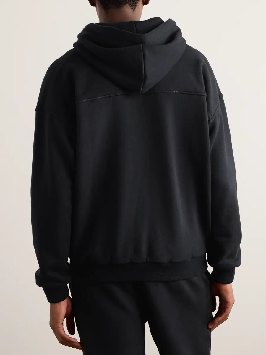 Zegna Logo-Embroidered Cotton-Blend Jersey Hoodie - Men | Thumbnail 3 Zegna Logo-Embroidered Cotton-Blend Jersey Hoodie - Men | Thumbnail 3