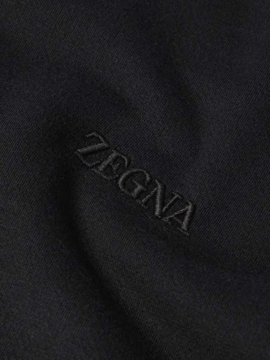 Zegna Logo-Embroidered Cotton-Blend Jersey Hoodie - Men | Thumbnail 4 Zegna Logo-Embroidered Cotton-Blend Jersey Hoodie - Men | Thumbnail 4