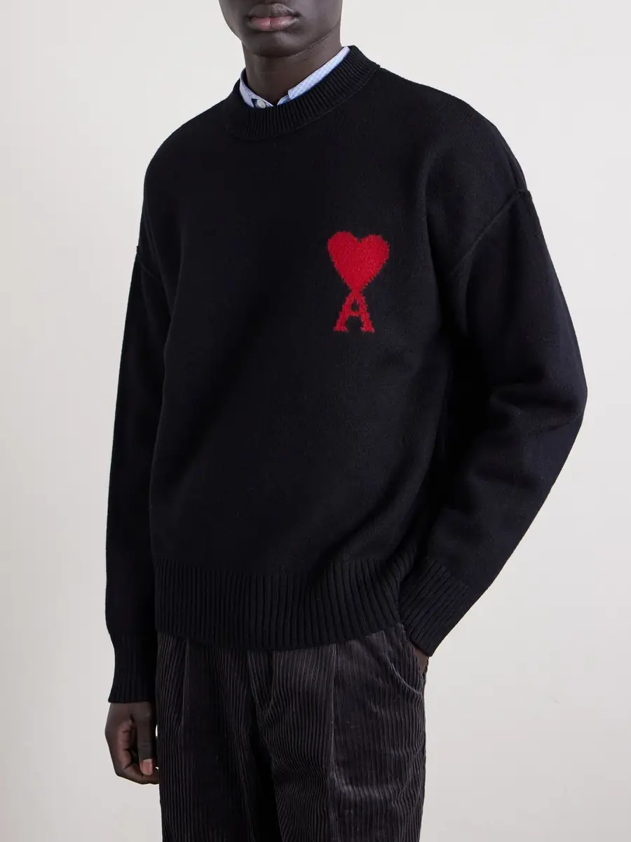 AMI PARIS Logo-Intarsia Virgin Wool Sweater - Men | Thumbnail 3 AMI PARIS Logo-Intarsia Virgin Wool Sweater - Men | Thumbnail 3