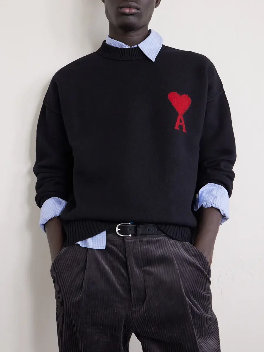 AMI PARIS Logo-Intarsia Virgin Wool Sweater - Men | Thumbnail 5 AMI PARIS Logo-Intarsia Virgin Wool Sweater - Men | Thumbnail 5