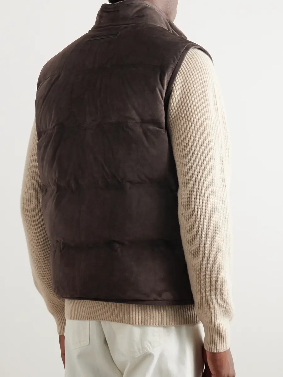 Zegna Quilted Suede Down Gilet - Men | Thumbnail 3