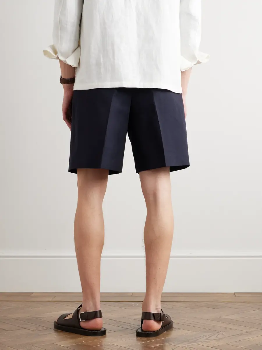 Loro Piana Joetsu Straight-Leg Pleated Cotton and Linen-Blend Twill Bermuda Shorts - Men | Thumbnail 3 Loro Piana Joetsu Straight-Leg Pleated Cotton and Linen-Blend Twill Bermuda Shorts - Men | Thumbnail 3