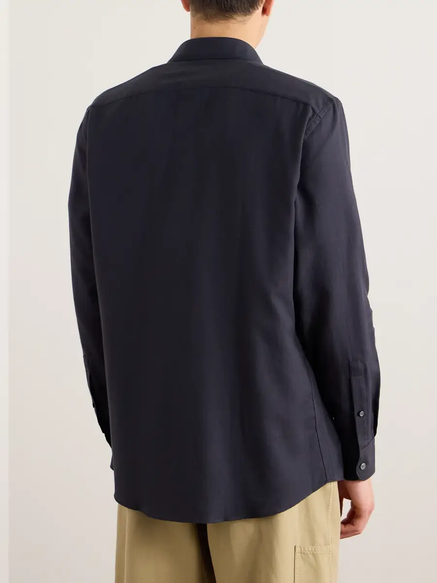 Zegna Cutaway-Collar Cotton and Cashmere-Blend Twill Shirt - Men | Thumbnail 3 Zegna Cutaway-Collar Cotton and Cashmere-Blend Twill Shirt - Men | Thumbnail 3