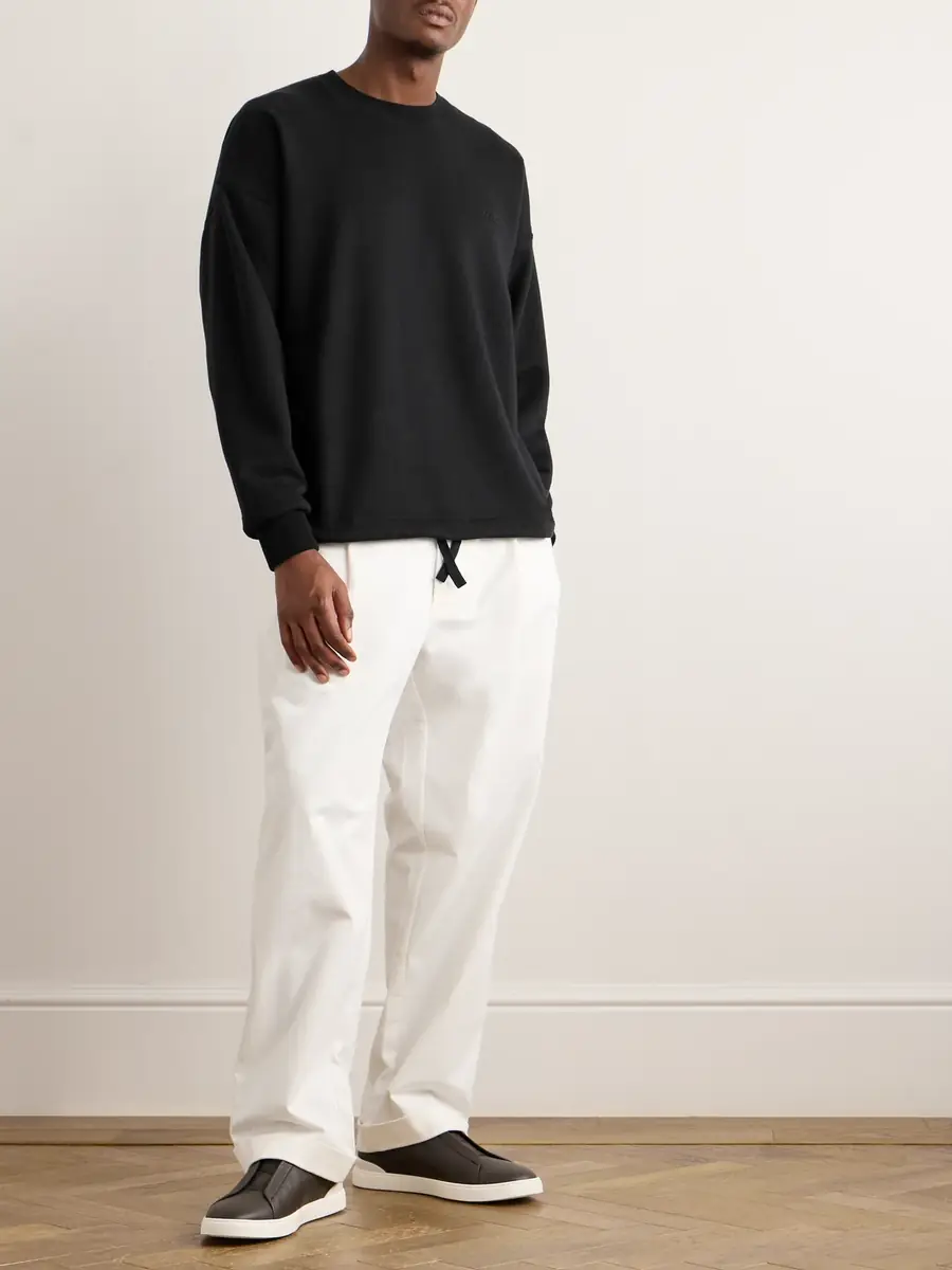 Zegna Logo-Embroidered Cotton-Blend Jersey Sweatshirt - Men | Thumbnail 2 Zegna Logo-Embroidered Cotton-Blend Jersey Sweatshirt - Men | Thumbnail 2