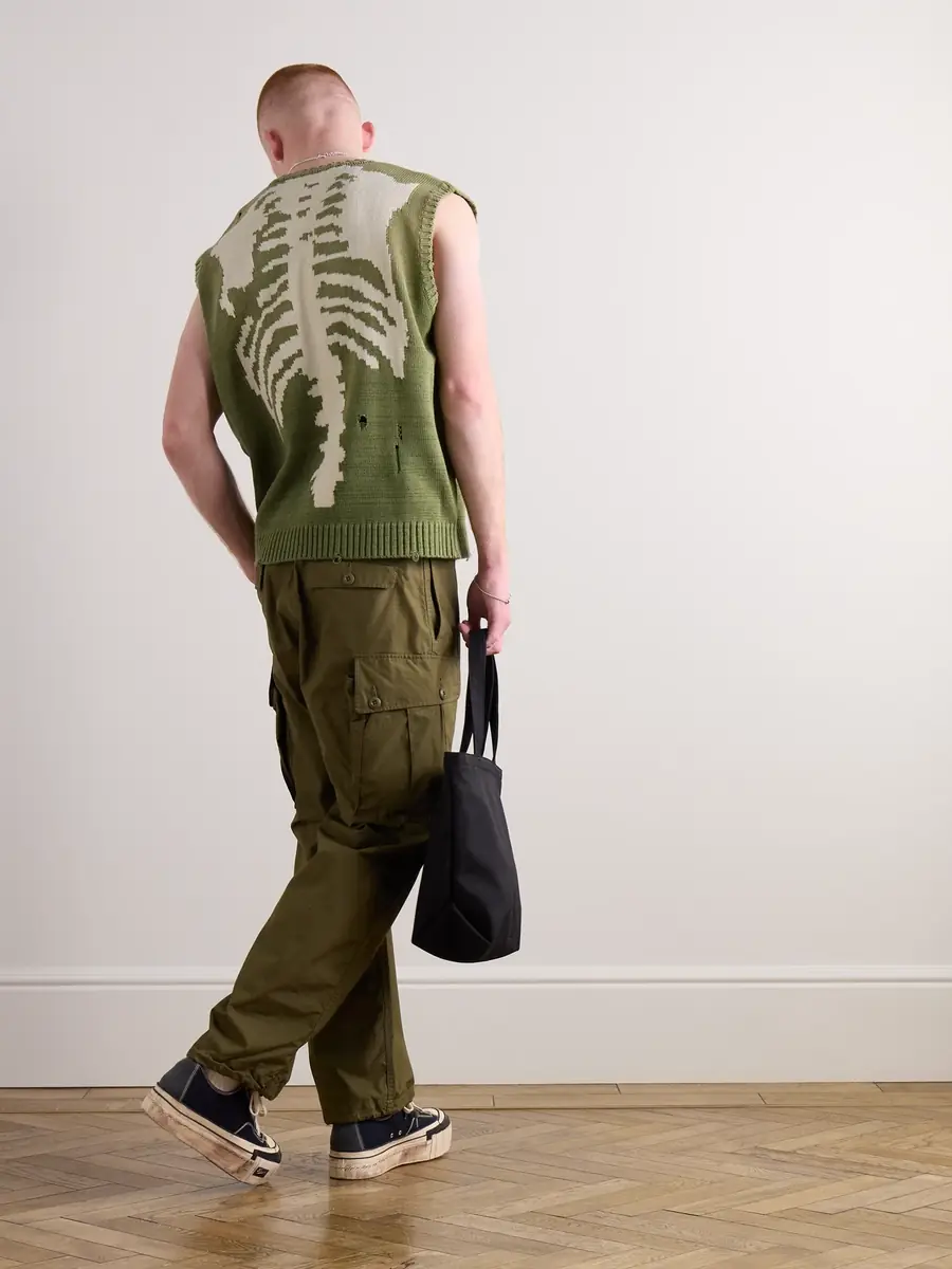 KAPITAL 5G Distressed Cotton-Blend Jacquard Sweater Vest - Men | Thumbnail 2