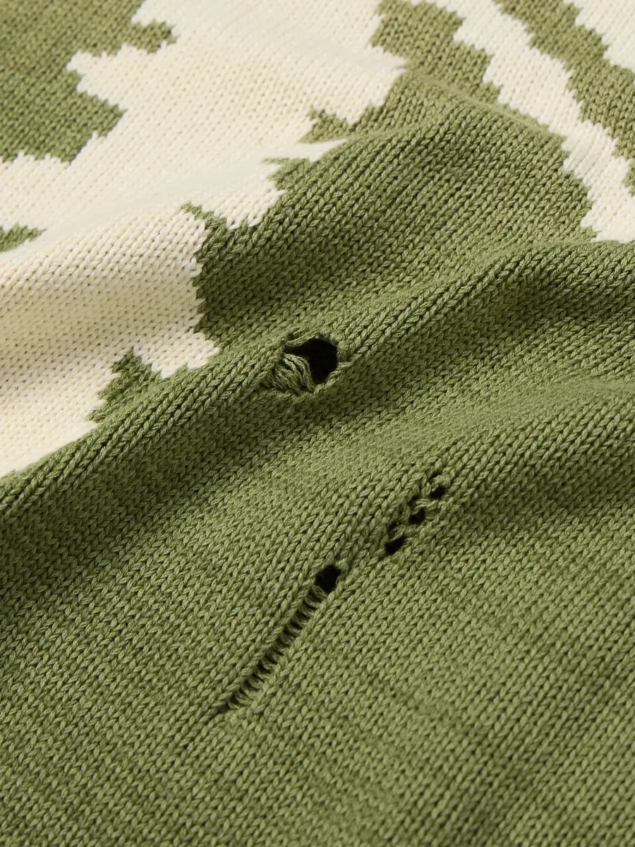 KAPITAL 5G Distressed Cotton-Blend Jacquard Sweater Vest - Men | Thumbnail 4