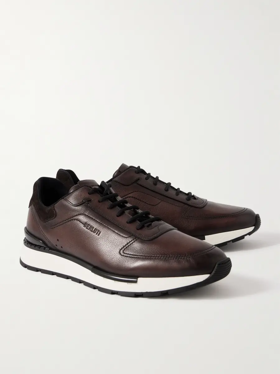 Berluti Fast Track Suede-Trimmed Full-Grain Venezia Softy Leather Sneakers - Men | Thumbnail 4