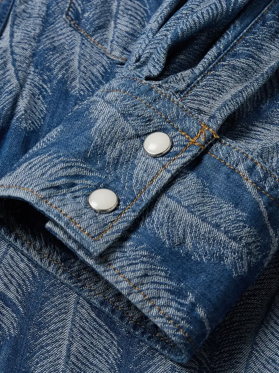 KAPITAL Magpie Distressed Denim-Jacquard Western Shirt - Men | Thumbnail 4 KAPITAL Magpie Distressed Denim-Jacquard Western Shirt - Men | Thumbnail 4