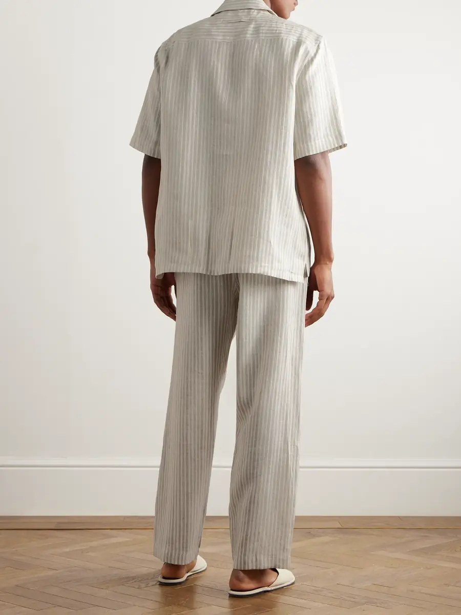 Zegna Logo-Embroidered Striped Linen Pyjama Set - Men | Thumbnail 3 Zegna Logo-Embroidered Striped Linen Pyjama Set - Men | Thumbnail 3