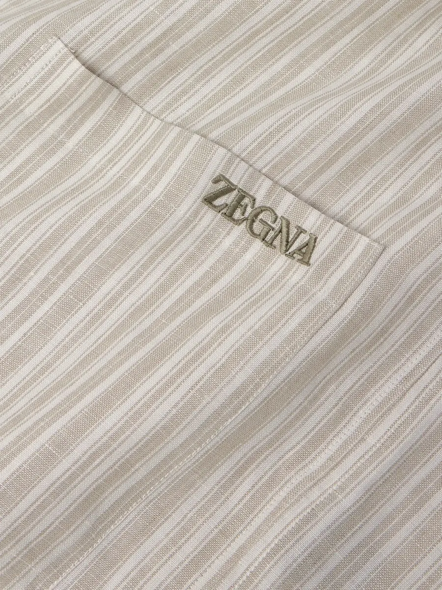 Zegna Logo-Embroidered Striped Linen Pyjama Set - Men | Thumbnail 4 Zegna Logo-Embroidered Striped Linen Pyjama Set - Men | Thumbnail 4